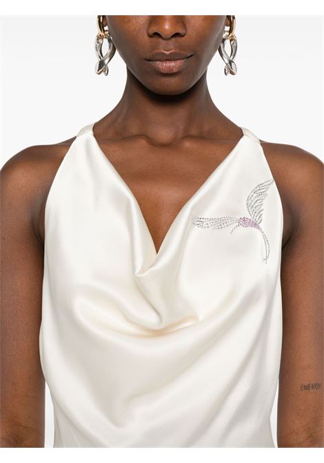 Abito con cristalli e spacco in bianco David koma - donna DAVID KOMA | SS25DK37DOFFWHTSLVR